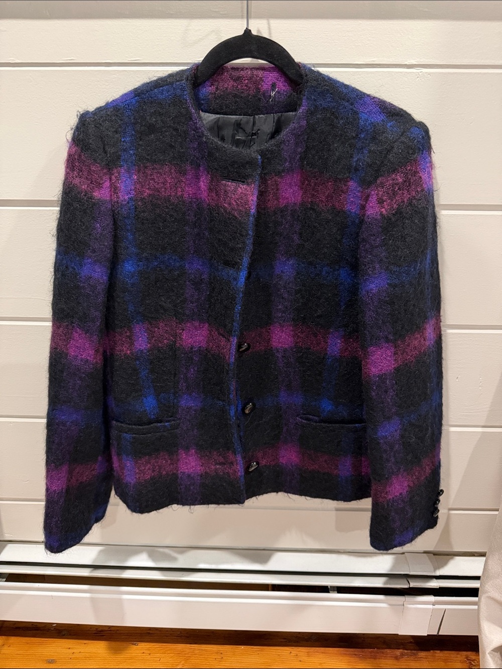 Vintage Union Made USA Mohair Blend Plaid Jacket Blazer Size 6